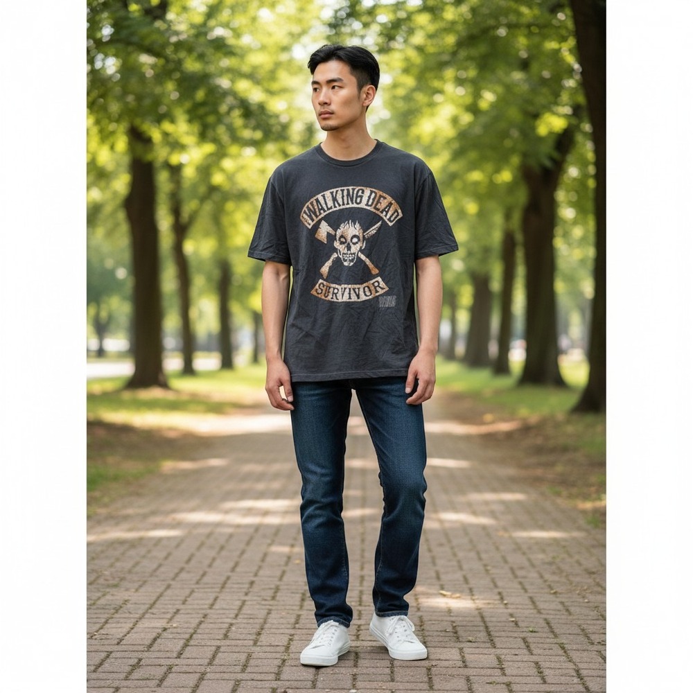 The Walking Dead‎ T-Shirt XL Black Excellent Survivor Skull Graphic Tee